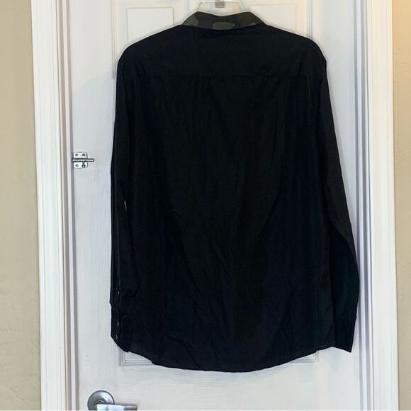 I.N.C Mens Camouflage Button Up Shirt Rebel Rock Hang Black Mesh Camo Size XXL - Picture 3 of 12